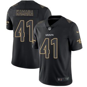 Nike Saints #41 Alvin Kamara Black Men's Stitched NFL Limited Rush Impact Jersey - Custom Name