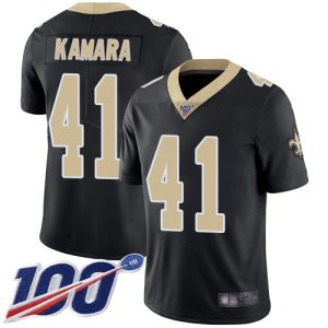 Nike Saints #41 Alvin Kamara Black Team Color Men's Stitched NFL 100th Season Vapor Limited Jersey - Custom Name