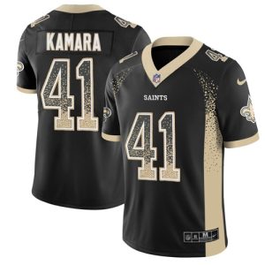 Nike Saints #41 Alvin Kamara Black Team Color Men's Stitched NFL Limited Rush Drift Fashion Jersey - Custom Name