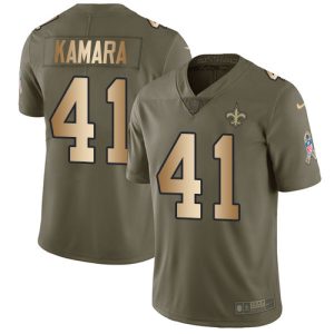 Nike Saints #41 Alvin Kamara Olive Gold Men's Stitched NFL Limited 2017 Salute To Service Jersey - Custom Name