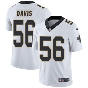 Nike Saints #56 DeMario Davis White Men's Stitched NFL Vapor Untouchable Limited Jersey - Custom Name