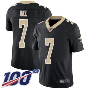Nike Saints #7 Taysom Hill Black Team Color Men's Stitched NFL 100th Season Vapor Limited Jersey - Custom Name