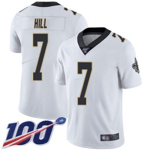Nike Saints #7 Taysom Hill White Men's Stitched NFL 100th Season Vapor Limited Jersey - Custom Name