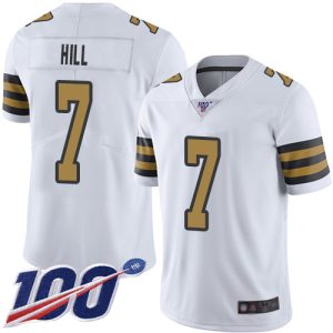 Nike Saints #7 Taysom Hill White Men's Stitched NFL Limited Rush 100th Season Jersey - Custom Name