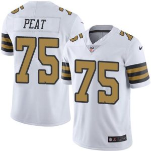 Nike Saints #75 Andrus Peat White Men's Stitched NFL Limited Rush Jersey - Custom Name