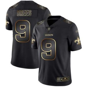 Nike Saints #9 Drew Brees Black Gold Men's Stitched NFL Vapor Untouchable Limited Jersey - Custom Name