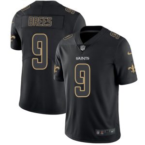 Nike Saints #9 Drew Brees Black Men's Stitched NFL Limited Rush Impact Jersey - Custom Name