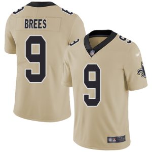 Nike Saints #9 Drew Brees Gold Men's Stitched NFL Limited Inverted Legend Jersey - Custom Name
