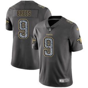 Nike Saints #9 Drew Brees Gray Static Men's Stitched NFL Vapor Untouchable Limited Jersey - Custom Name