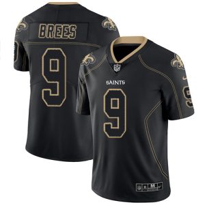 Nike Saints #9 Drew Brees Lights Out Black Men's Stitched NFL Limited Rush Jersey - Custom Name