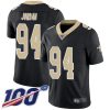Nike Saints #94 Cameron Jordan Black Team Color Men's Stitched NFL 100th Season Vapor Limited Jersey - Custom Name