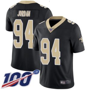 Nike Saints #94 Cameron Jordan Black Team Color Men's Stitched NFL 100th Season Vapor Limited Jersey - Custom Name