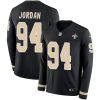 Nike Saints #94 Cameron Jordan Black Team Color Men's Stitched NFL Limited Therma Long Sleeve Jersey - Custom Name