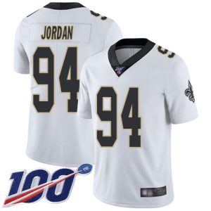 Nike Saints #94 Cameron Jordan White Men's Stitched NFL 100th Season Vapor Limited Jersey - Custom Name