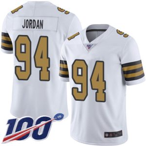 Nike Saints #94 Cameron Jordan White Men's Stitched NFL Limited Rush 100th Season Jersey - Custom Name