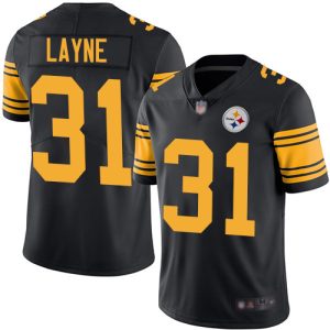 Nike Steelers #31 Justin Layne Black Men's Stitched NFL Limited Rush Jersey - Custom Name