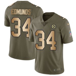 Nike Steelers #34 Terrell Edmunds Olive Gold Men's Stitched NFL Limited 2017 Salute To Service Jersey - Custom Name