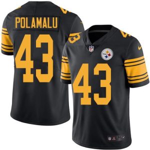Nike Steelers #43 Troy Polamalu Black Men's Stitched NFL Limited Rush Jersey - Custom Name