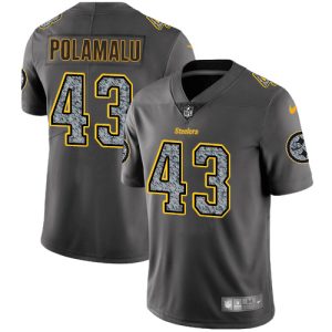 Nike Steelers #43 Troy Polamalu Gray Static Men's Stitched NFL Vapor Untouchable Limited Jersey - Custom Name