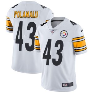 Nike Steelers #43 Troy Polamalu White Men's Stitched NFL Vapor Untouchable Limited Jersey - Custom Name