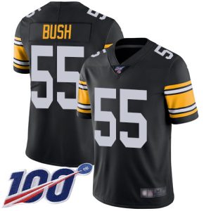 Nike Steelers #55 Devin Bush Black Alternate Men's Stitched NFL 100th Season Vapor Limited Jersey - Custom Name