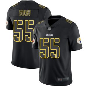 Nike Steelers #55 Devin Bush Black Men's Stitched NFL Limited Rush Impact Jersey - Custom Name