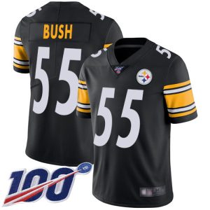 Nike Steelers #55 Devin Bush Black Team Color Men's Stitched NFL 100th Season Vapor Limited Jersey - Custom Name