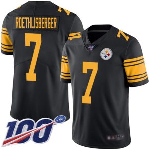 Nike Steelers #7 Ben Roethlisberger Black Men's Stitched NFL Limited Rush 100th Season Jersey - Custom Name