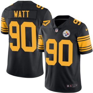 Nike Steelers #90 T. J. Watt Black Men's Stitched NFL Limited Rush Jersey - Custom Name