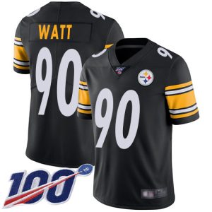 Nike Steelers #90 T. J. Watt Black Team Color Men's Stitched NFL 100th Season Vapor Limited Jersey - Custom Name