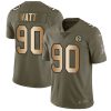 Nike Steelers #90 T. J. Watt Olive Gold Men's Stitched NFL Limited 2017 Salute To Service Jersey - Custom Name