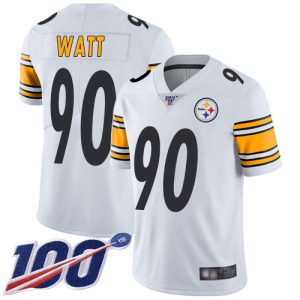 Nike Steelers #90 T. J. Watt White Men's Stitched NFL 100th Season Vapor Limited Jersey - Custom Name