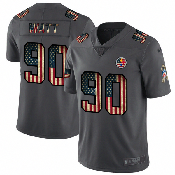 Nike Steelers #90 T.J. Watt 2018 Salute To Service Retro USA Flag Limited NFL Jersey - Custom Name
