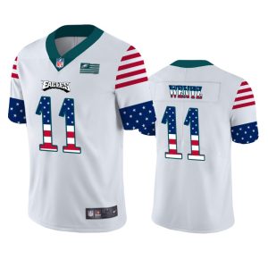 Philadelphia Eagles #11 Carson Wentz White Men's Nike Team Logo USA Flag Vapor Untouchable Limited NFL Jersey - Custom Name