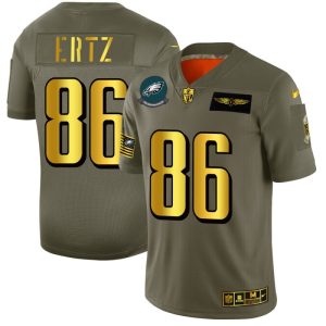 Philadelphia Eagles #86 Zach Ertz NFL Men's Nike Olive Gold 2019 Salute to Service Limited Jersey - Custom Name