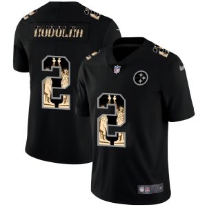 Pittsburgh Steelers #2 Mason Rudolph Carbon Black Vapor Statue Of Liberty Limited NFL Jersey - Custom Name