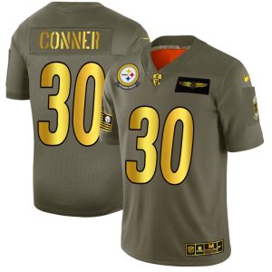Pittsburgh Steelers #30 James Conner NFL Men's Nike Olive Gold 2019 Salute to Service Limited Jersey - Custom Name