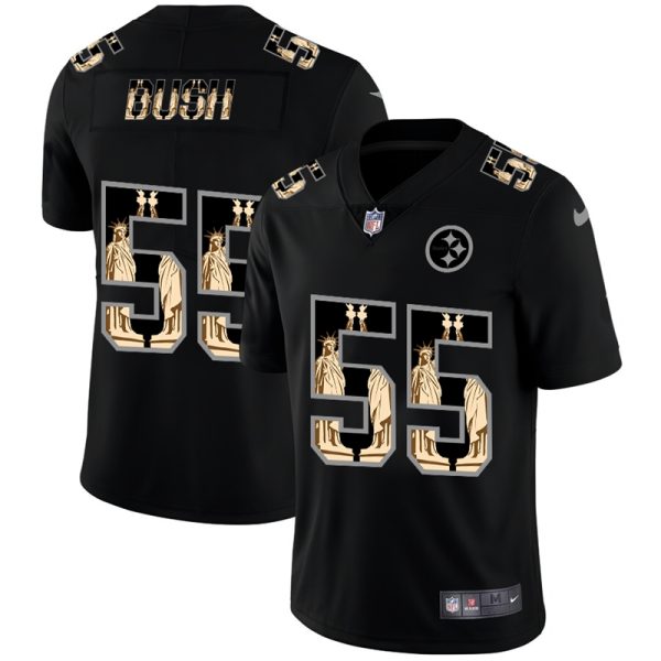 Pittsburgh Steelers #55 Devin Bush Carbon Black Vapor Statue Of Liberty Limited NFL Jersey - Custom Name
