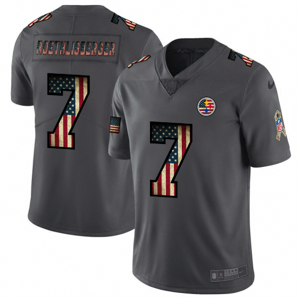 Pittsburgh Steelers #7 Ben Roethlisberger Nike 2018 Salute to Service Retro USA Flag Limited NFL Jersey - Custom Name