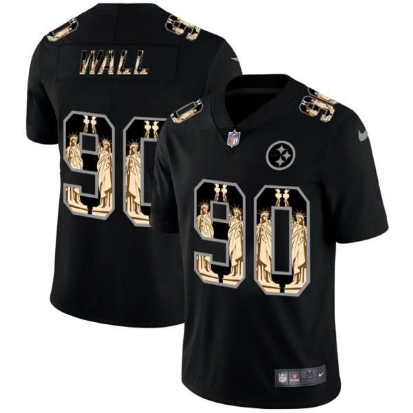 Pittsburgh Steelers #90 T.J. Watt Carbon Black Vapor Statue Of Liberty Limited NFL Jersey - Custom Name