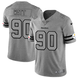 Pittsburgh Steelers #90 T.J. Watt Men's Nike Gray Gridiron II Vapor Untouchable Limited NFL Jersey - Custom Name
