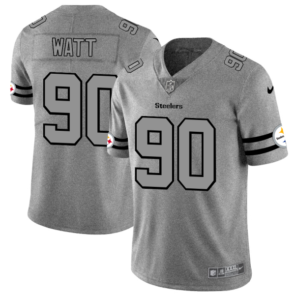 Pittsburgh Steelers #90 T.J. Watt Men's Nike Gray Gridiron II Vapor Untouchable Limited NFL Jersey - Custom Name