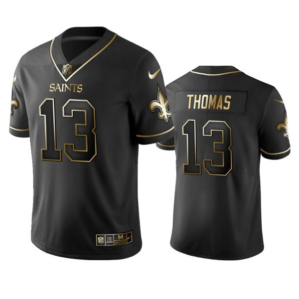 Saints #13 Michael Thomas Men's Stitched NFL Vapor Untouchable Limited Black Golden Jersey - Custom Name