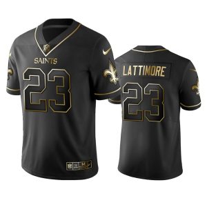 Saints #23 Marshon Lattimore Men's Stitched NFL Vapor Untouchable Limited Black Golden Jersey - Custom Name
