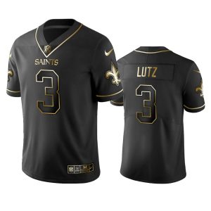 Saints #3 Wil Lutz Men's Stitched NFL Vapor Untouchable Limited Black Golden Jersey - Custom Name
