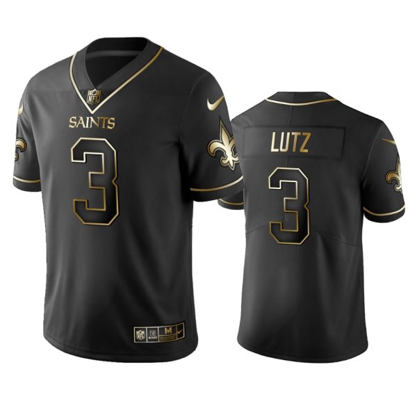 Saints #3 Wil Lutz Men's Stitched NFL Vapor Untouchable Limited Black Golden Jersey - Custom Name
