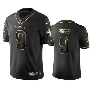 Saints #9 Drew Brees Men's Stitched NFL Vapor Untouchable Limited Black Golden Jersey - Custom Name