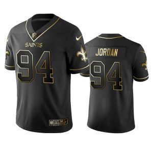 Saints #94 Cameron Jordan Men's Stitched NFL Vapor Untouchable Limited Black Golden Jersey - Custom Name