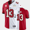 Men's #13 Mike Evans Tampa Bay Buccaneers Red White Super Bowl LV Split Vapor Limited Jersey - Custom Name