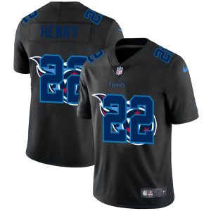 Men's Black Tennessee Titans #22 Derrick Henry 2020 Shadow Logo Limited Stitched Jersey - Custom Name